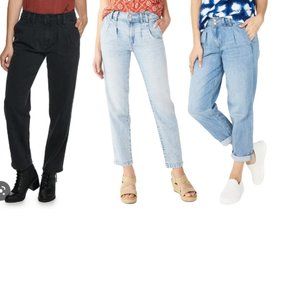 Women's Relaxed Fit Full-length High Rise Pleated Front Jeans Size 14